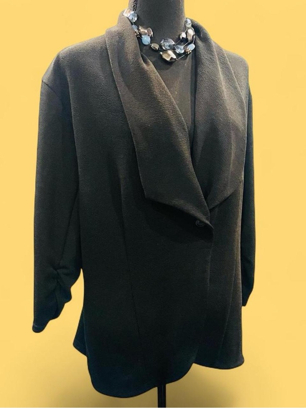 Beyove Black Open Front Cardigan Jacket XL Draped Lightweight Minimalist Gothic